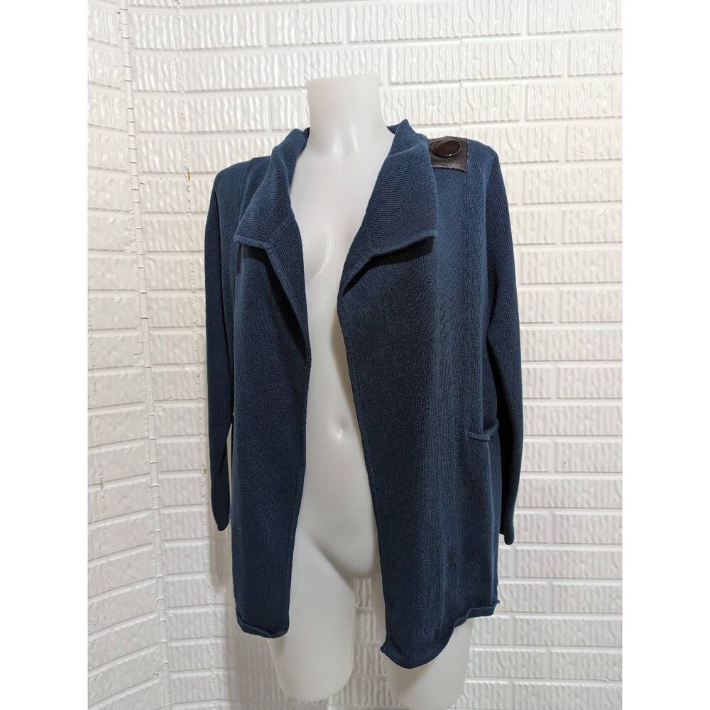 PerSe Women's Teal Open-Front Knitted Cardigan Sweater Size S